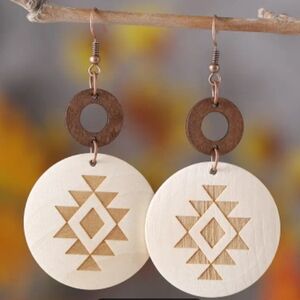New Wooden Western Style Earrings